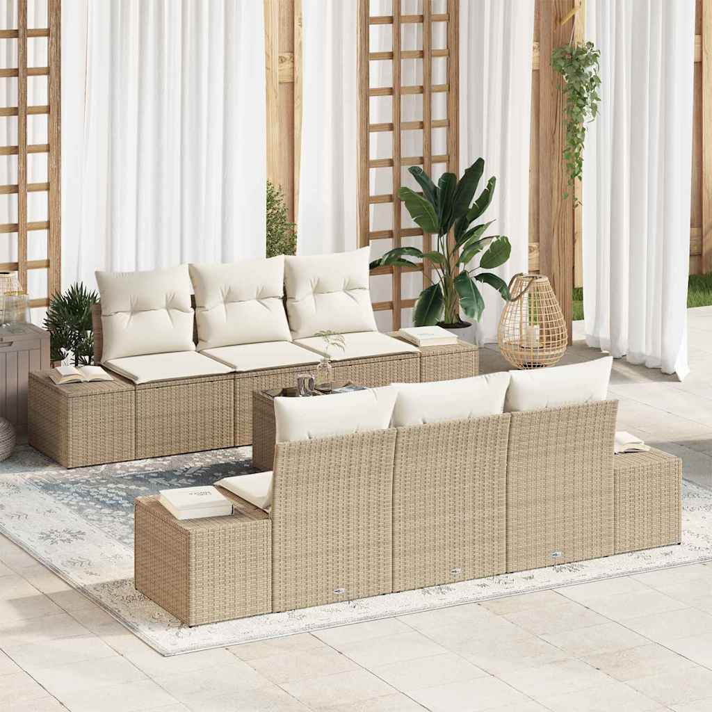 Garten-Sofa-Set 7 pcs Beige und Creme 55 x 55 x 37 cm